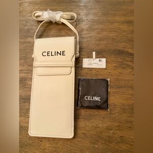 Celine Off-White Leather Phone Sunglasses Crossbody Pouch